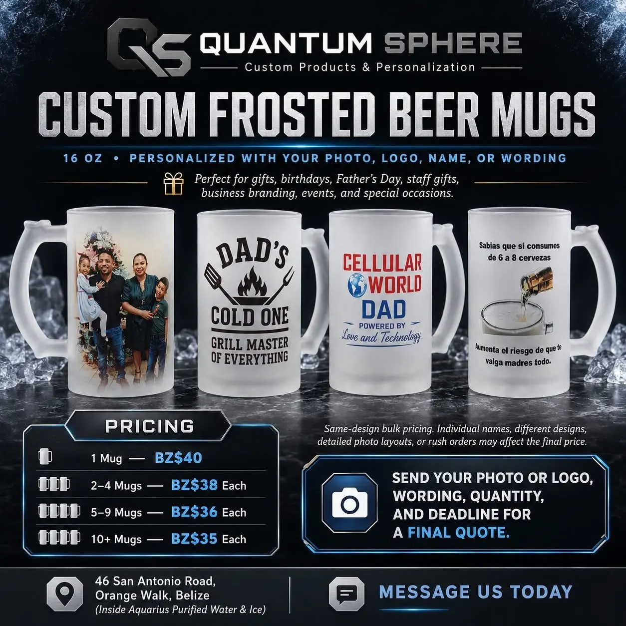 Custom 16 oz Frosted Beer Mug by Quantum Sphere